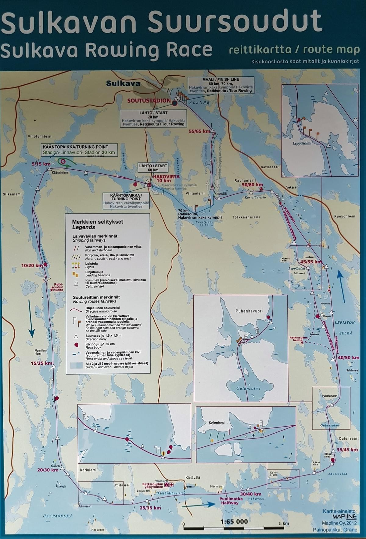 The Sulkava rowing race route The Sulkava rowing race route