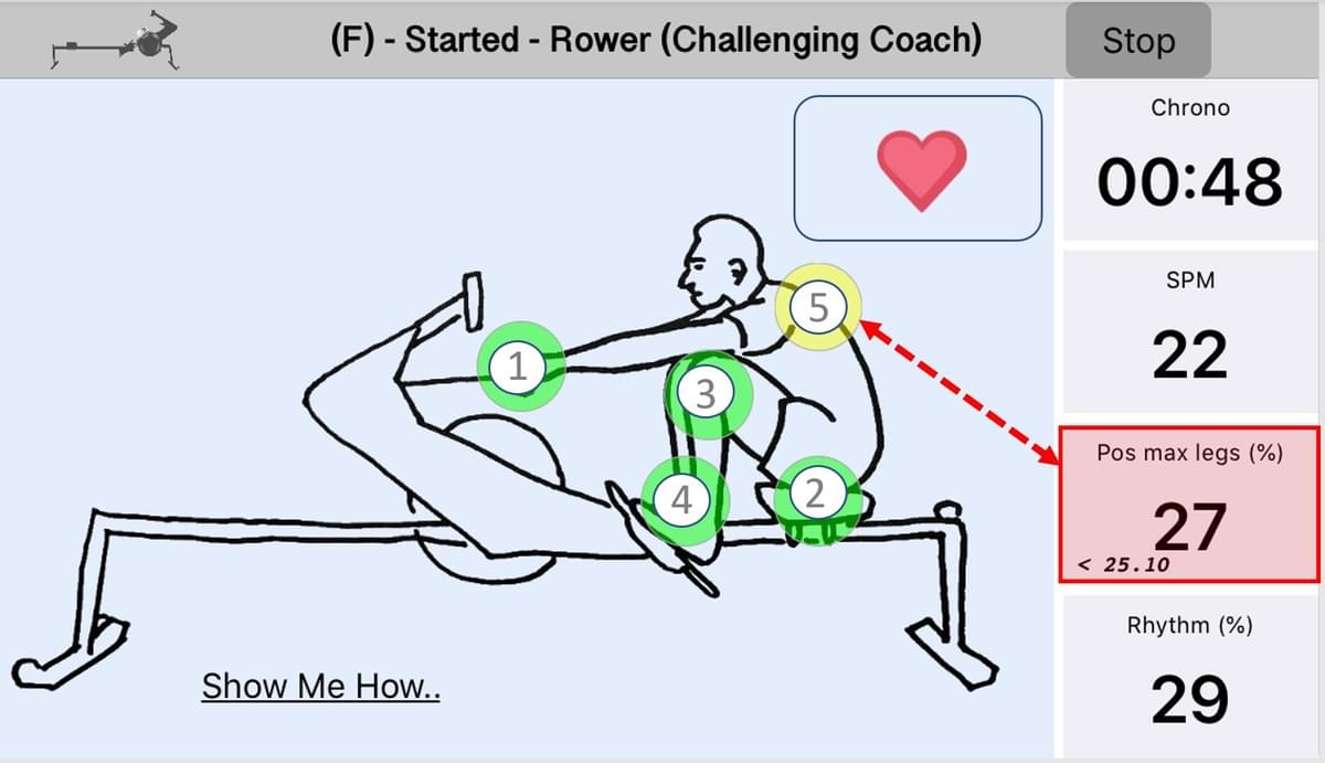 The Quiske Rowing App Virtual Coach main screen The Quiske Rowing App Virtual Coach main screen