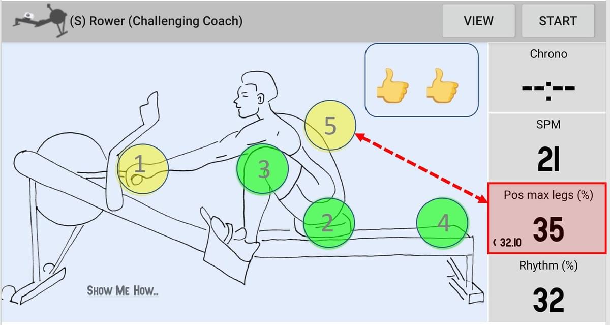 The Quiske Virtual Coach gives real time feedback on rowing technique on the indoor rowing machine The Quiske Virtual Coach gives real time feedback on rowing technique on the indoor rowing machine