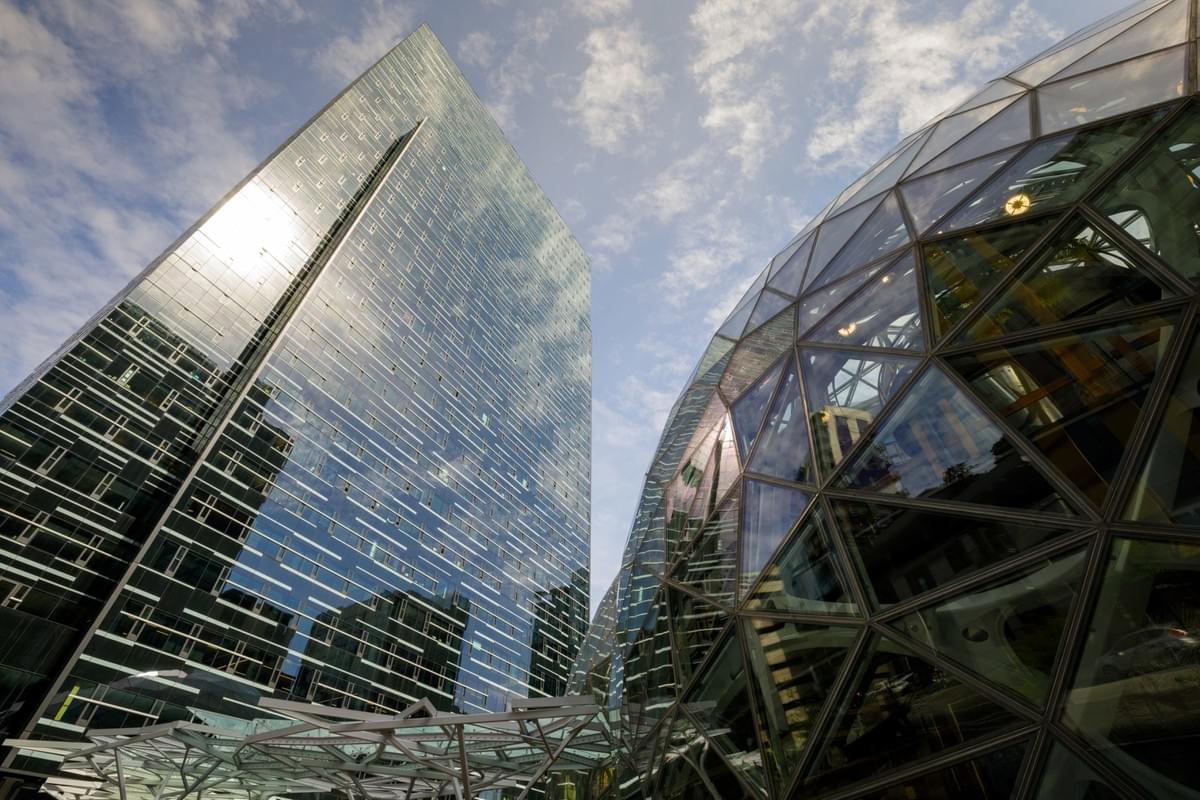 Plant-filled spheres open at Amazon headquarters in Seattle Plant-filled spheres open at Amazon headquarters in Seattle