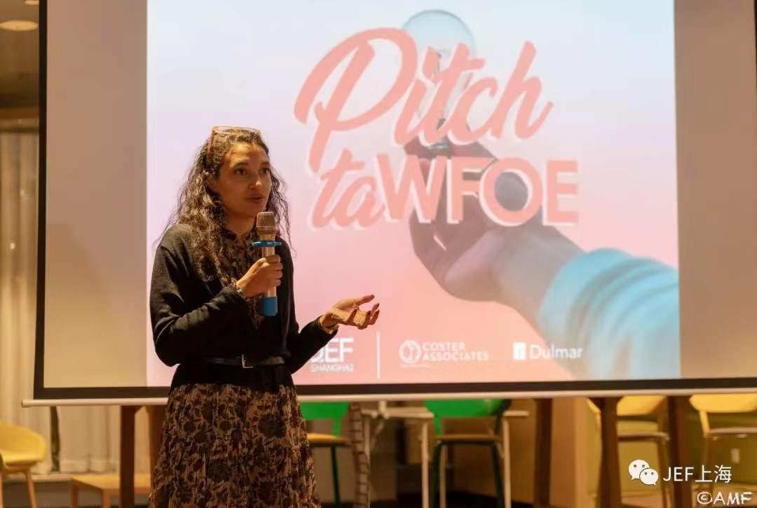 Anne-Sophie Gauvin, JEF's president launching the "PITCH TA WFOE" competition. Anne-Sophie Gauvin, JEF's president launching the "PITCH TA WFOE" competition.