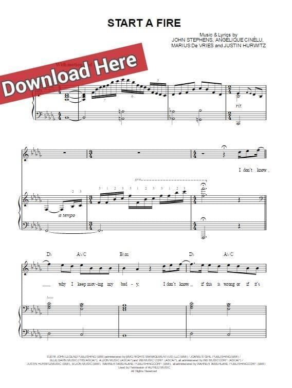 John Legend Start A Fire Sheet Music Piano Notes Chords