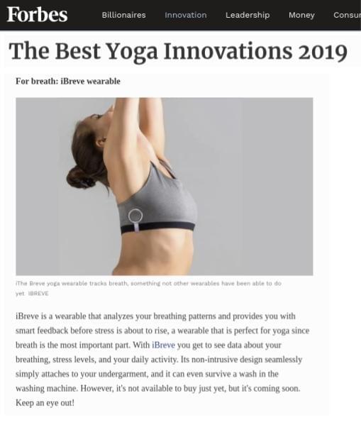 Forbes Magazine: iBreve among the top Yoga Innovations in 2019 according to Forbes Forbes Magazine: iBreve among the top Yoga Innovations in 2019 according to Forbes