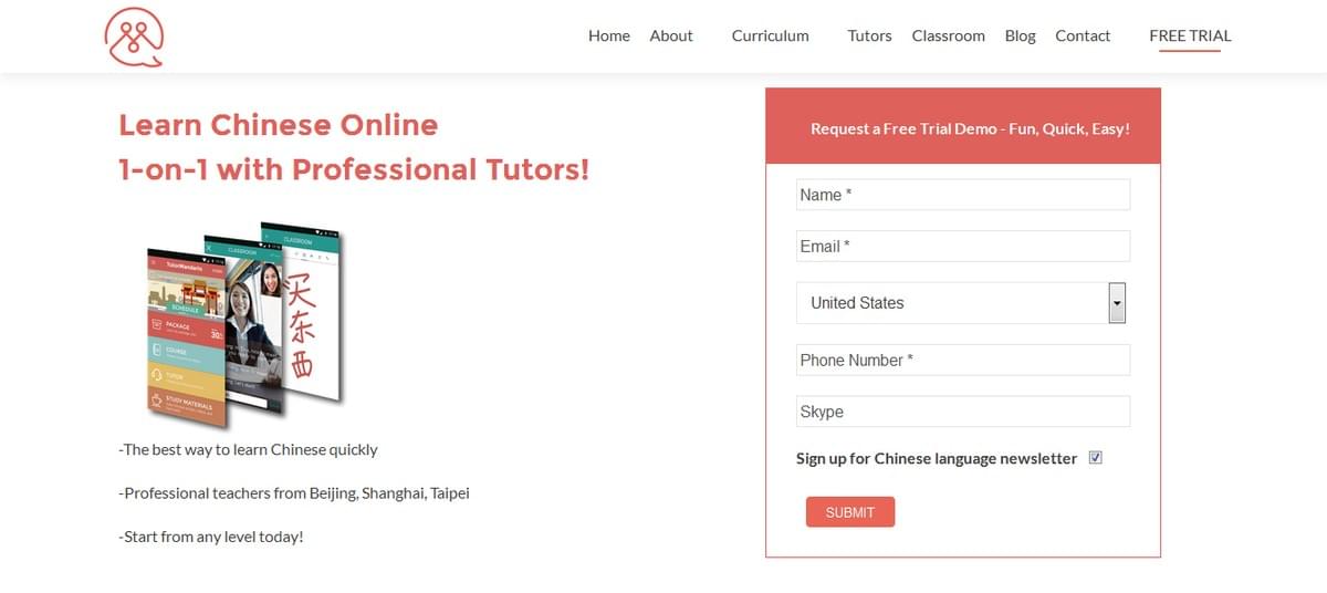 Image showing the signup screen to Learn Chinese Online with TutorMandarin Image showing the signup screen to Learn Chinese Online with TutorMandarin