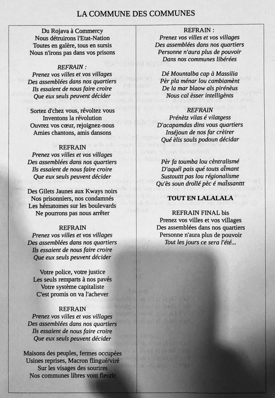 Chanson imaginée et interprétée lors de la CdC. Chanson imaginée et interprétée lors de la CdC.