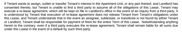 lease takeover liability lease takeover liability