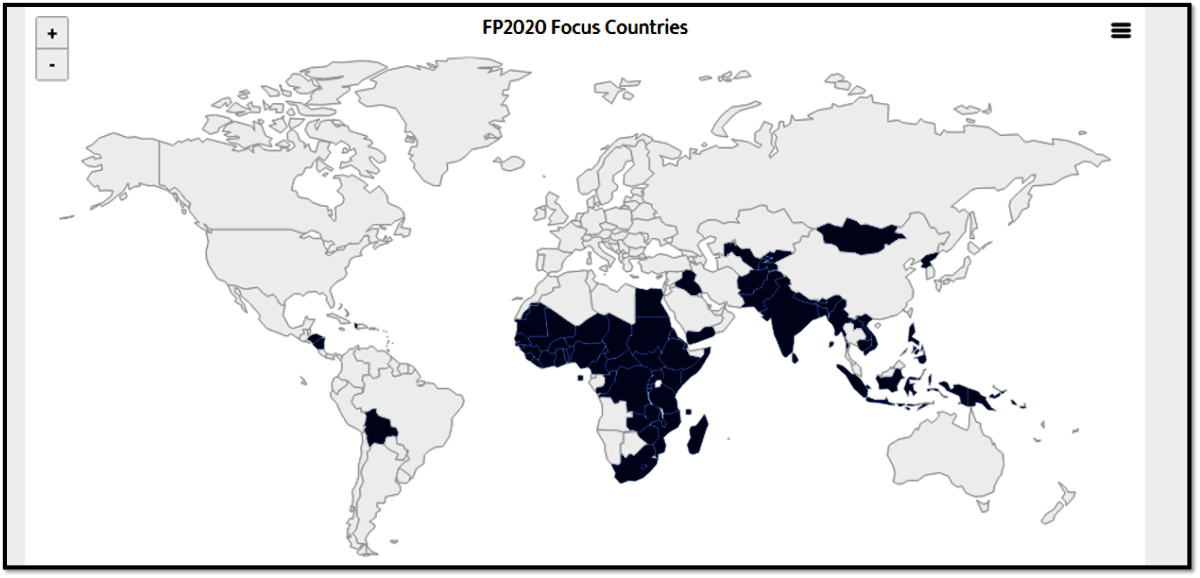 (Países alvos do FP2020) (Países alvos do FP2020)