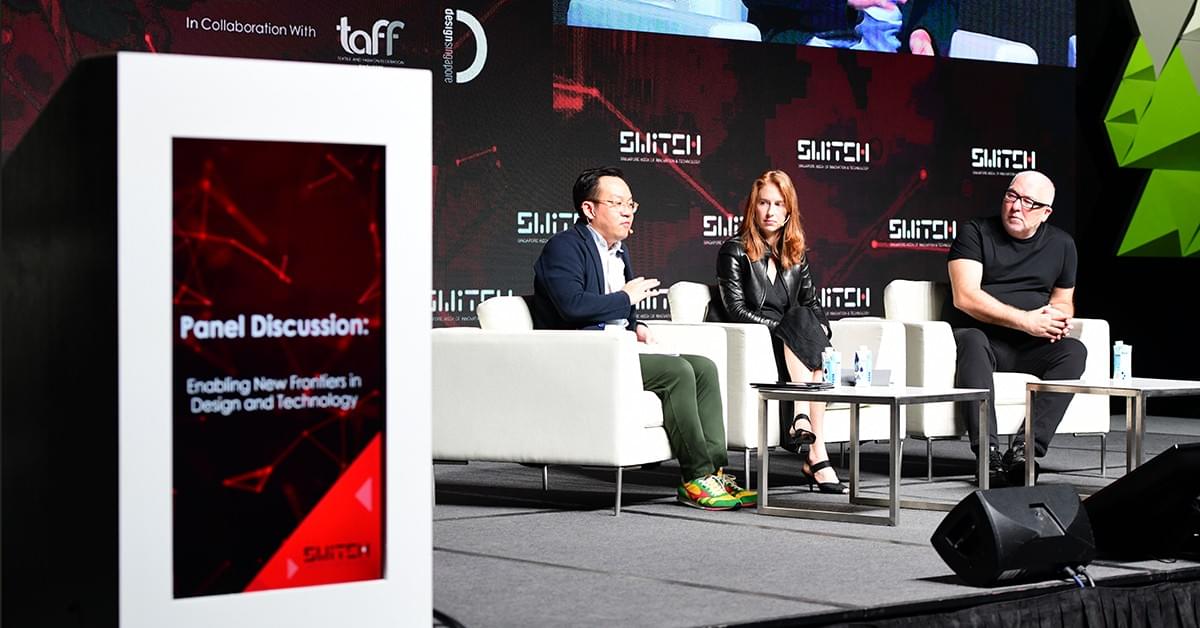 Panellists Tim Kobe, Founder & CEO of Eight Inc and Emma Greer, Partner at Carlo Ratti Associati share their thoughts on accelerating new frontiers in Design & Technology in a panel discussion moderated by Mark Wee, Executive Director of the DesignSingapore Council. Panellists Tim Kobe, Founder & CEO of Eight Inc and Emma Greer, Partner at Carlo Ratti Associati share their thoughts on accelerating new frontiers in Design & Technology in a panel discussion moderated by Mark Wee, Executive Director of the DesignSingapore Council.