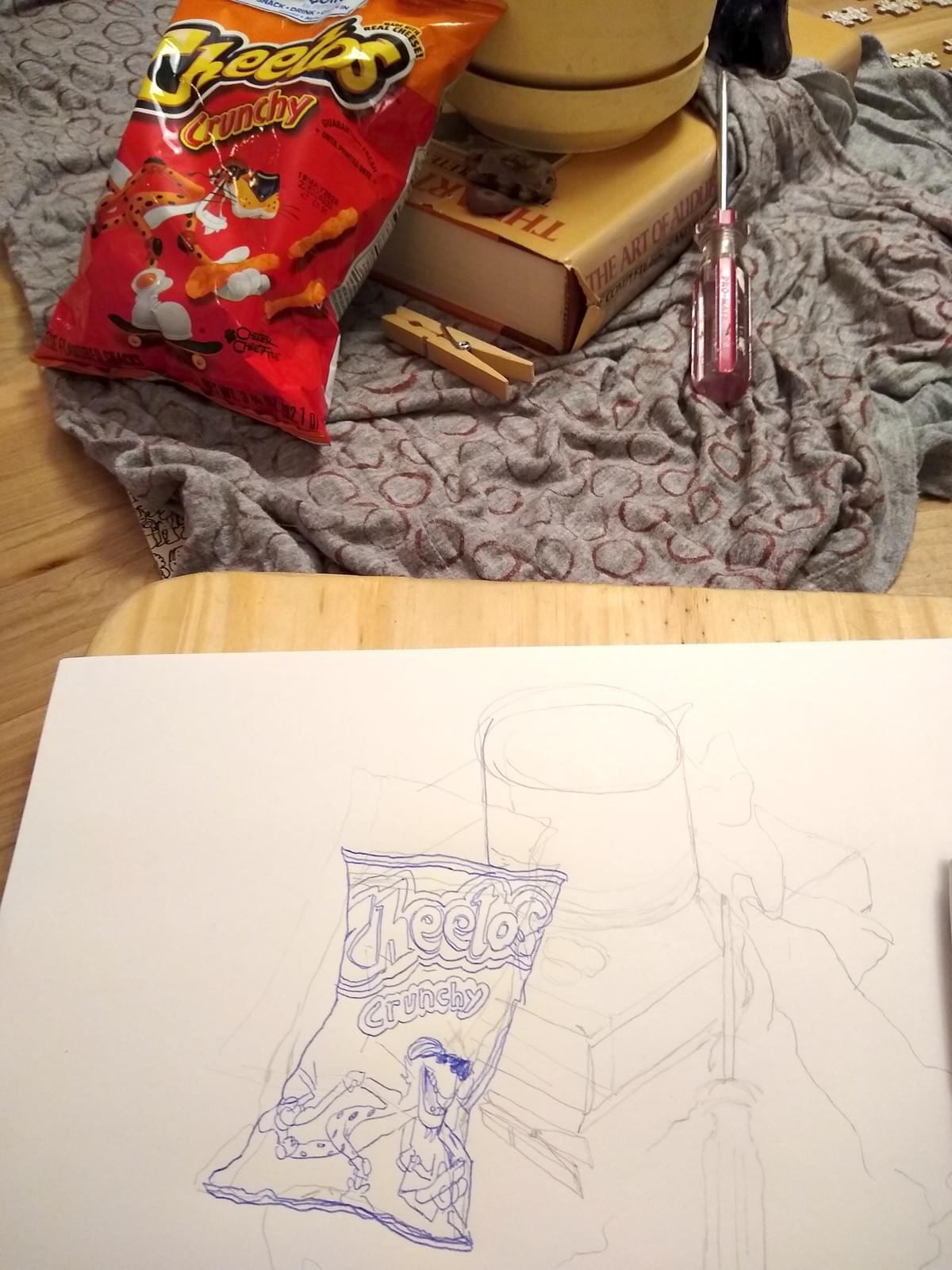 Start drawing with more detail - spend more time looking at your objects than your paper, and following what you see more than your exact pencil lines! Start drawing with more detail - spend more time looking at your objects than your paper, and following what you see more than your exact pencil lines!