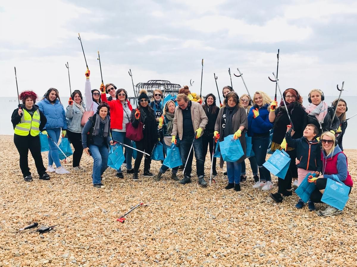 Mary Ann Weeks team on Brighton Pier2Pier Silent Disco Beach Clean Mary Ann Weeks team on Brighton Pier2Pier Silent Disco Beach Clean