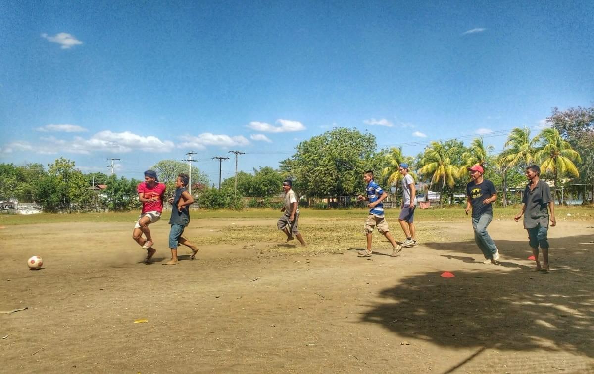 Local youth participating in a football game organised by Quetzaltrekkers in León, NIcaragua Local youth participating in a football game organised by Quetzaltrekkers in León, NIcaragua