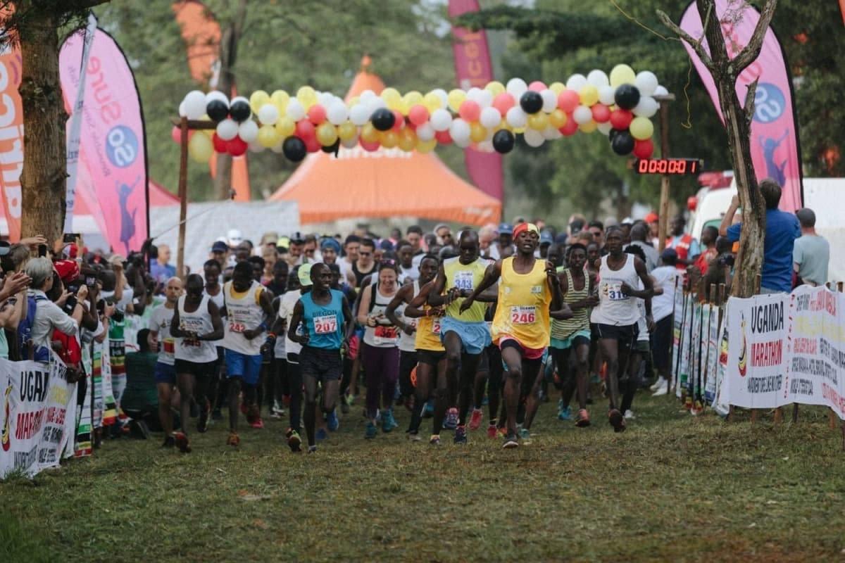 Ugandan runners lead the way at the start of the 2018 Uganda Marathon Ugandan runners lead the way at the start of the 2018 Uganda Marathon