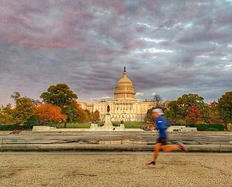 Running past Capitol Hill in Washington DC Running past Capitol Hill in Washington DC