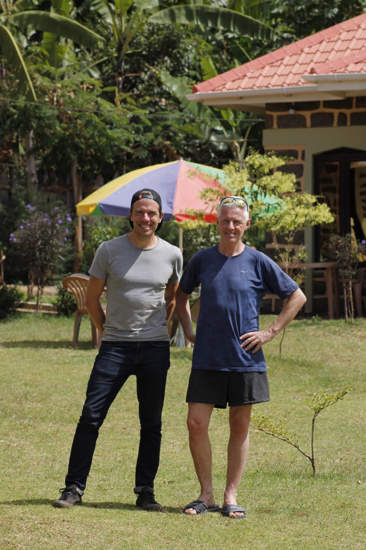 Mark from Adventures in Running and Addy Ruiter standing in a garden in Kapchorwa, Uganda Mark from Adventures in Running and Addy Ruiter standing in a garden in Kapchorwa, Uganda