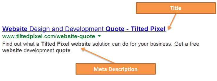 Meta title and meta description displayed on search engines Meta title and meta description displayed on search engines