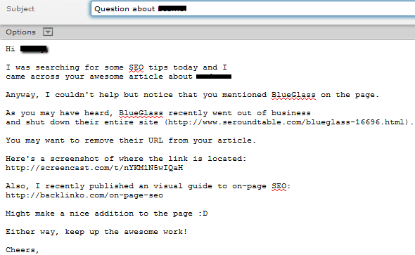 outdated links email example outdated links email example