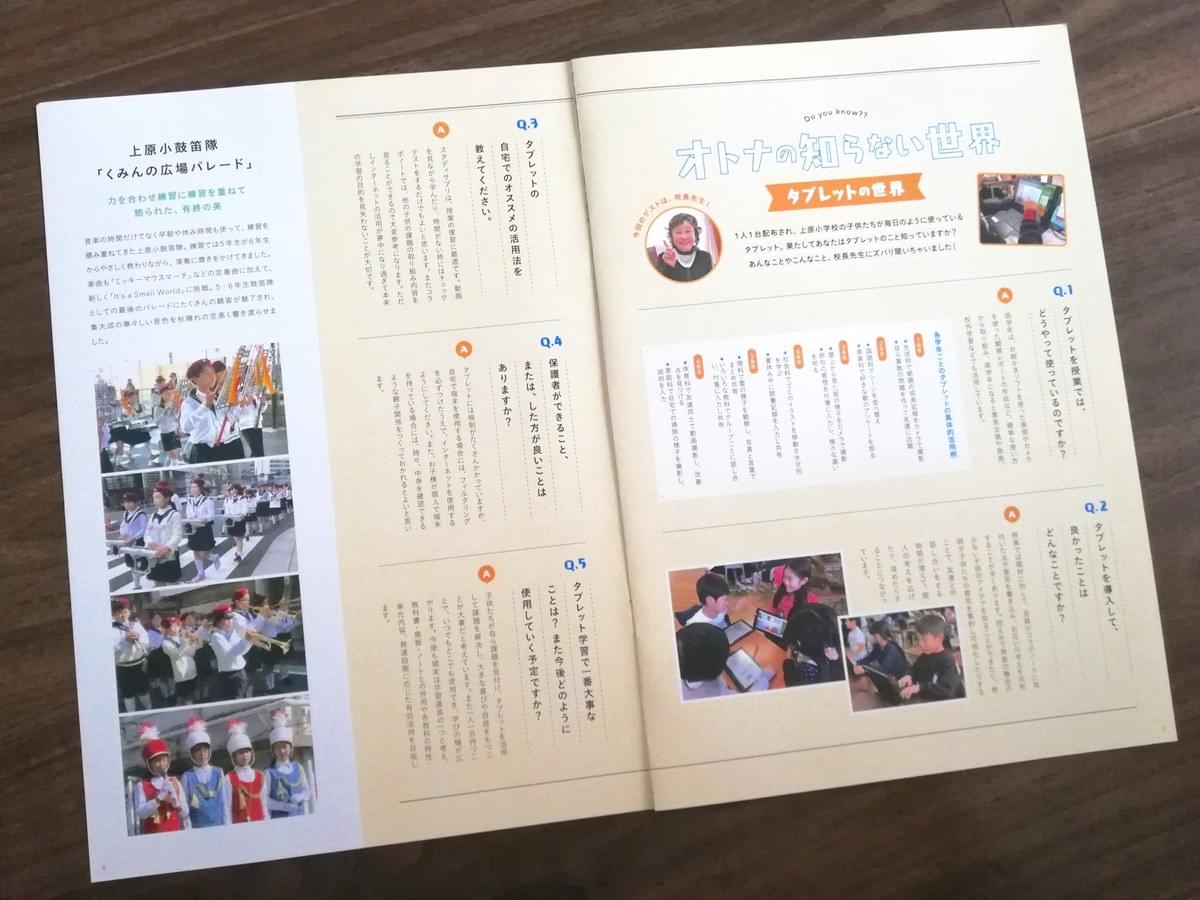 渋谷区 タブレットの日 鼓笛隊パレード 今回リニューアルした上原小学校PTA広報誌のデザイン 2019年 195号 渋谷区 タブレットの日 鼓笛隊パレード 今回リニューアルした上原小学校PTA広報誌のデザイン 2019年 195号