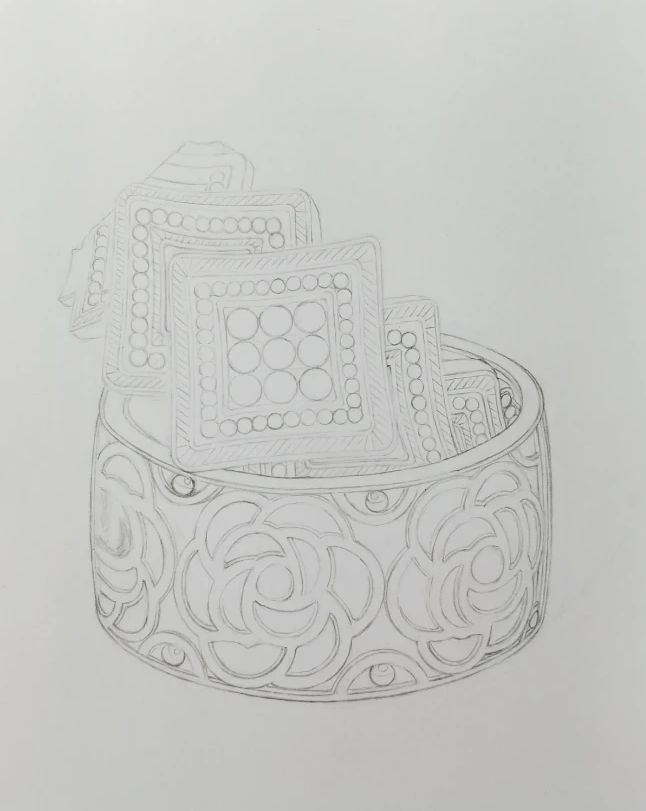 Detailed sketch of two bracelets in graphite. Detailed sketch of two bracelets in graphite.