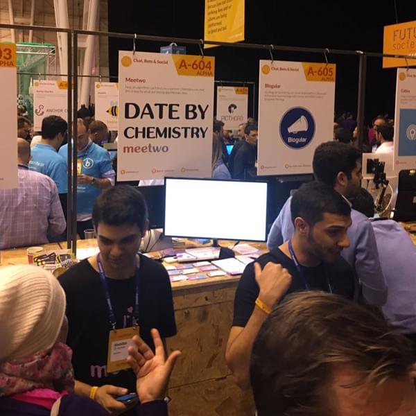 Sebastien and Abdallah at Meetwo's stand presenting the idea to visitors at the Web Summit 2016 Sebastien and Abdallah at Meetwo's stand presenting the idea to visitors at the Web Summit 2016