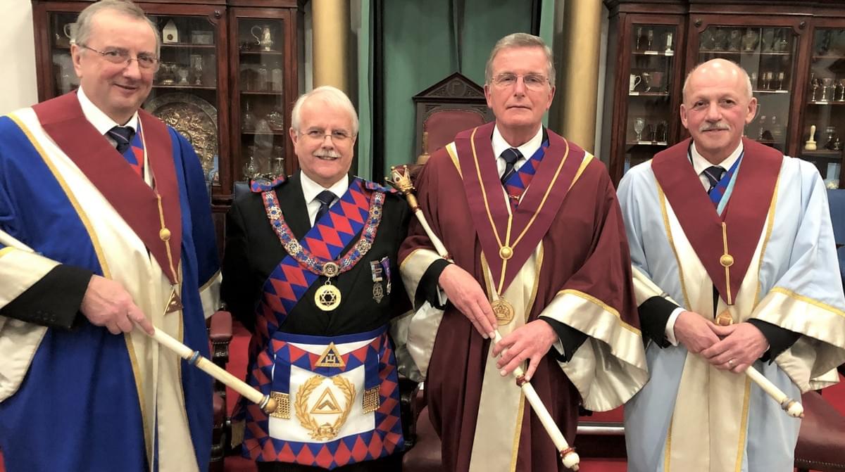 The 3 Principals with the Deputy Grabd Superintendent . From left to right as viewed, E. Comp. Keith M Evans The 3 Principals with the Deputy Grabd Superintendent . From left to right as viewed, E. Comp. Keith M Evans