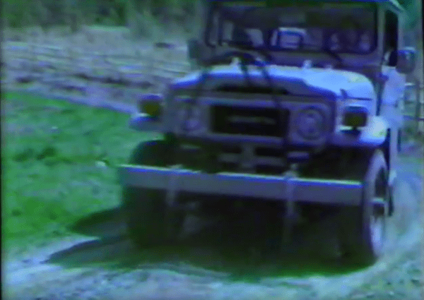 Home video VHS still image of my dad's 1981 Toyota FJ-40 Land Cruiser - first car I ever drove. Home video VHS still image of my dad's 1981 Toyota FJ-40 Land Cruiser - first car I ever drove.