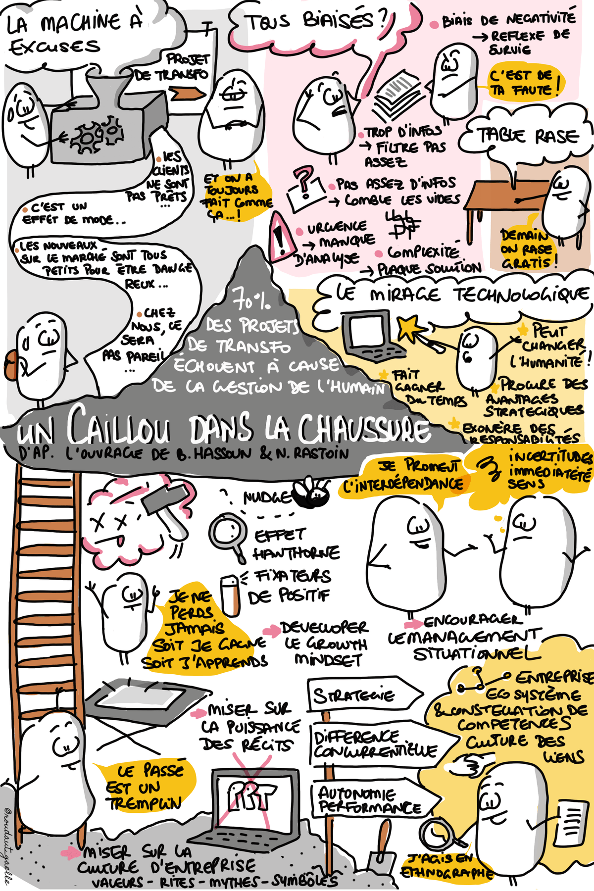 Sketchnote de l'ouvrage Un caillou dans la chaussure - Gaëlle Roudaut La Patate @Work (c) Sketchnote de l'ouvrage Un caillou dans la chaussure - Gaëlle Roudaut La Patate @Work (c)