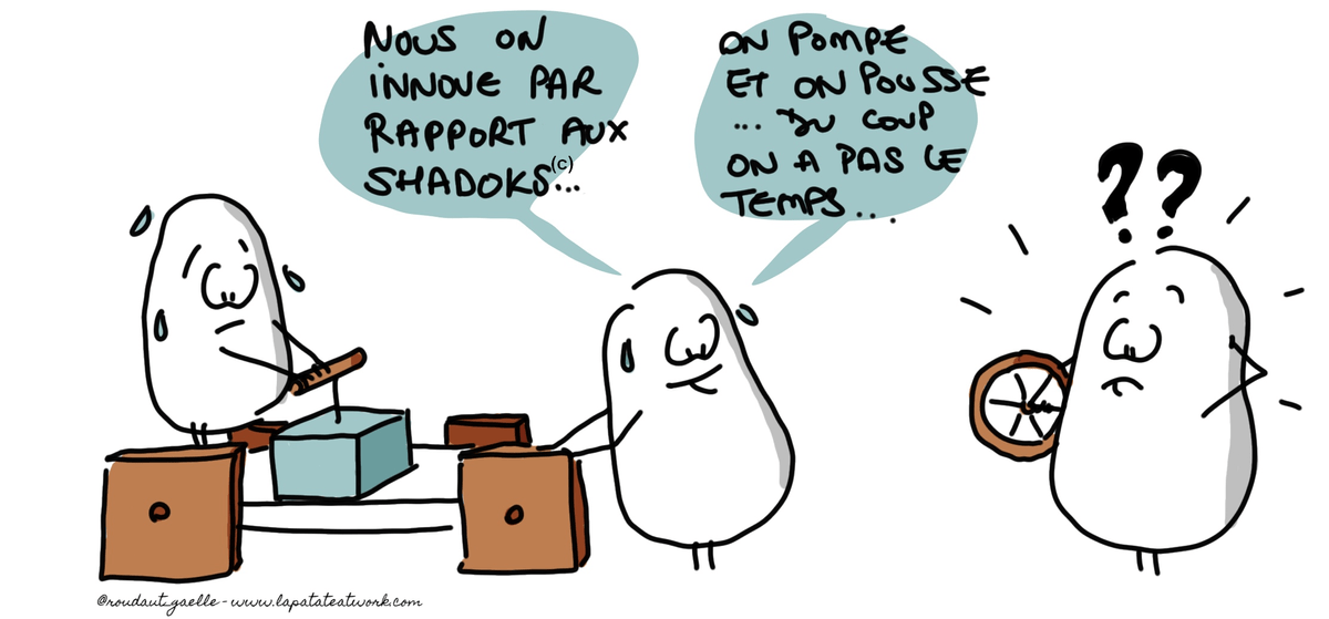 Illustration des freins à l'innovation - par Gaëlle Roudaut - La Patate @Work (c) Illustration des freins à l'innovation - par Gaëlle Roudaut - La Patate @Work (c)