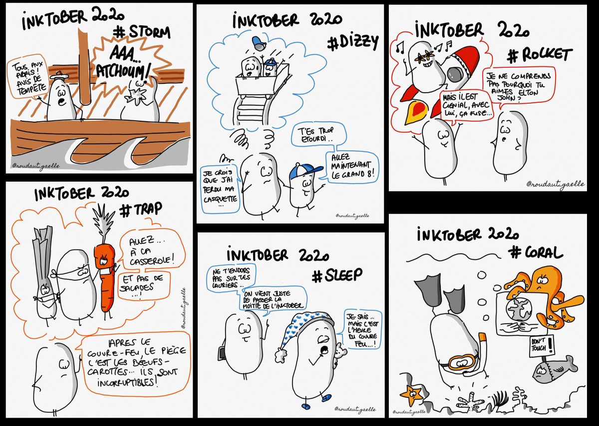 Inktober Challenge 2020 - Sketchnotes de Gaëlle Roudaut - La Patate @work Inktober Challenge 2020 - Sketchnotes de Gaëlle Roudaut - La Patate @work