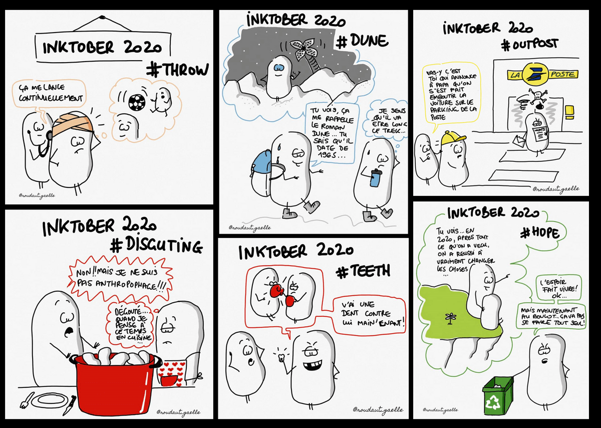 Inktober Challenge 2020 : sketchnotes de Gaëlle Roudaut - La Patate@work Inktober Challenge 2020 : sketchnotes de Gaëlle Roudaut - La Patate@work