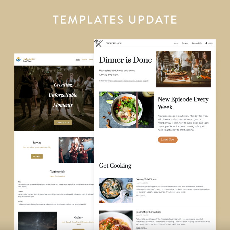 Templates Update - Updates - Strikingly