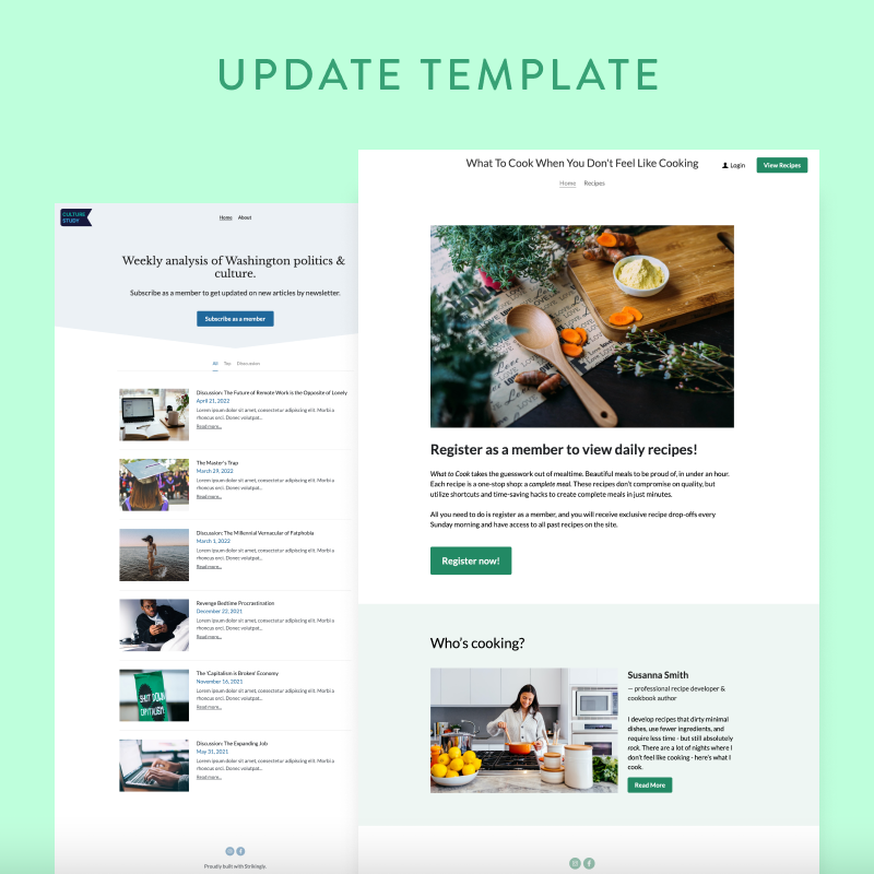 Update Layout Template Update Template - Pembaruan - Strikingly