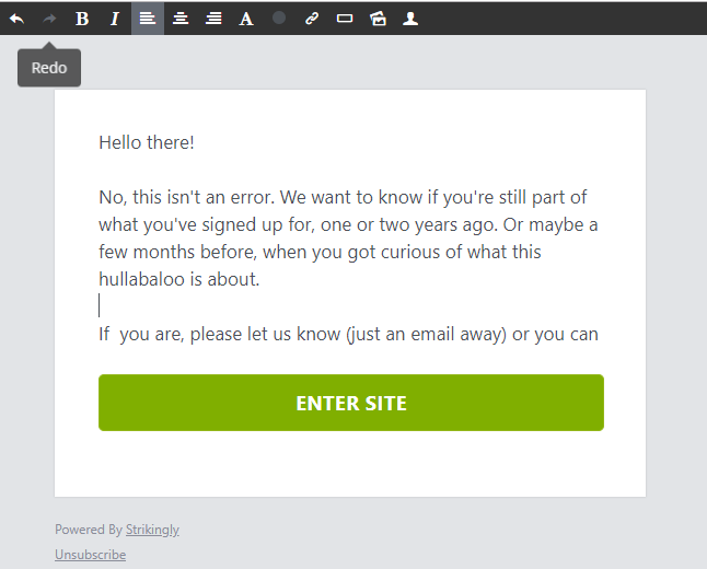 Strikingly Newsletter feature