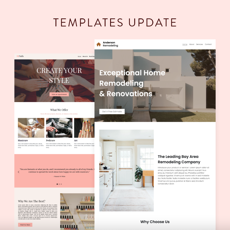 Update Layout Template Templates Update - Updates - Strikingly
