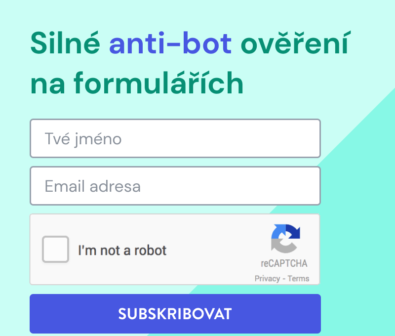 Silné anti-bot ověření na formulářích - Aktualizace - Strikingly