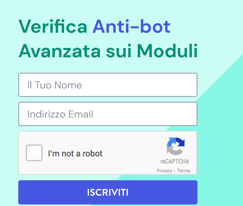 Verification Not Bot Verifica Anti-bot Avanzata sui Moduli - Aggiornamenti - Strikingly