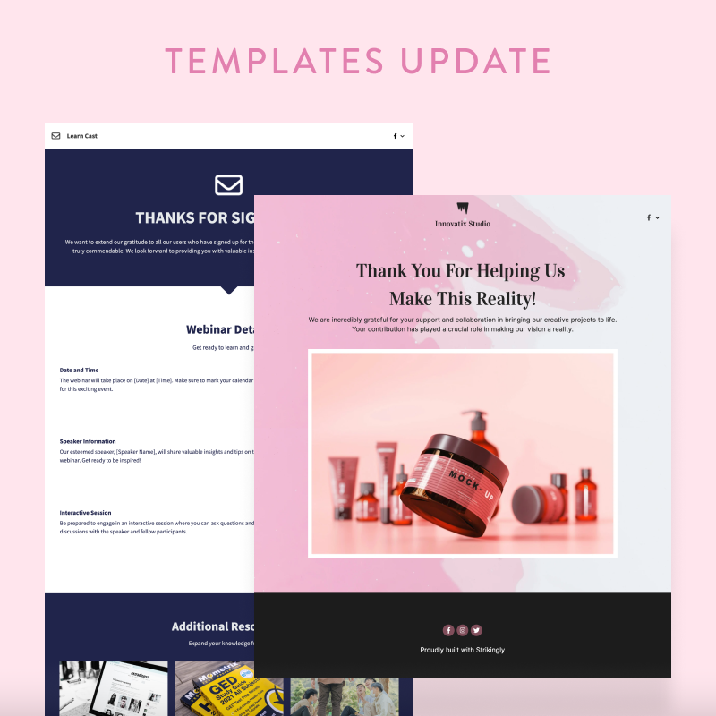 Templates Update - Updates - Strikingly