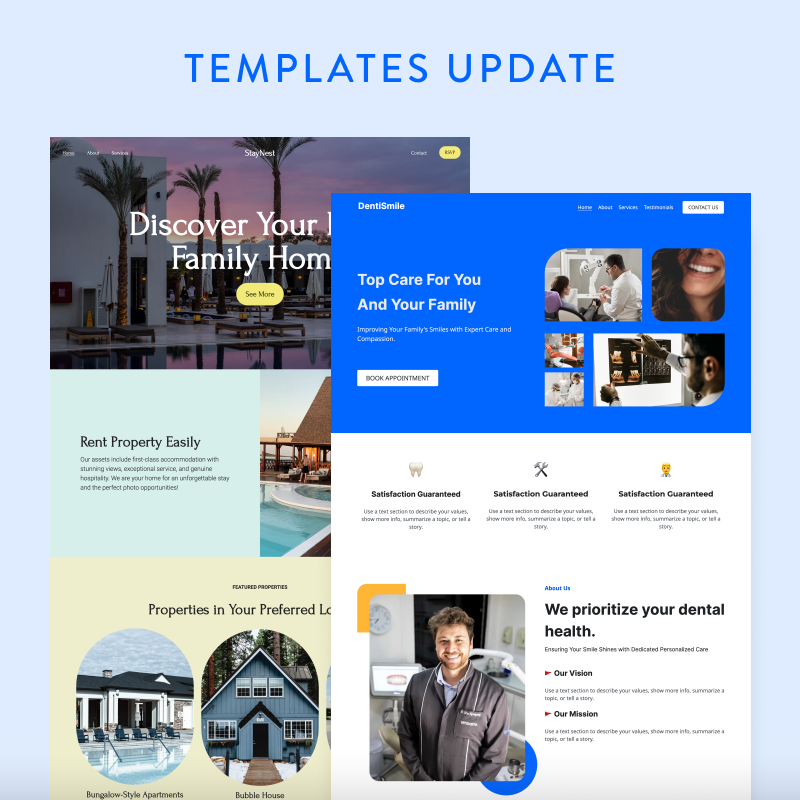 Update Layout Template Templates Update - Updates - Strikingly