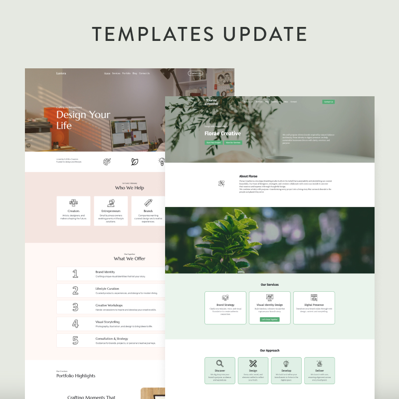 Update Layout Template Templates Update - Updates - Strikingly