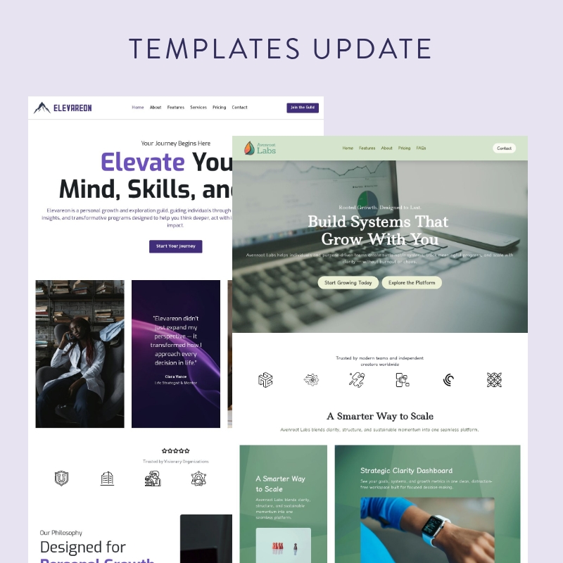 Update Layout Template Templates Update - Updates - Strikingly