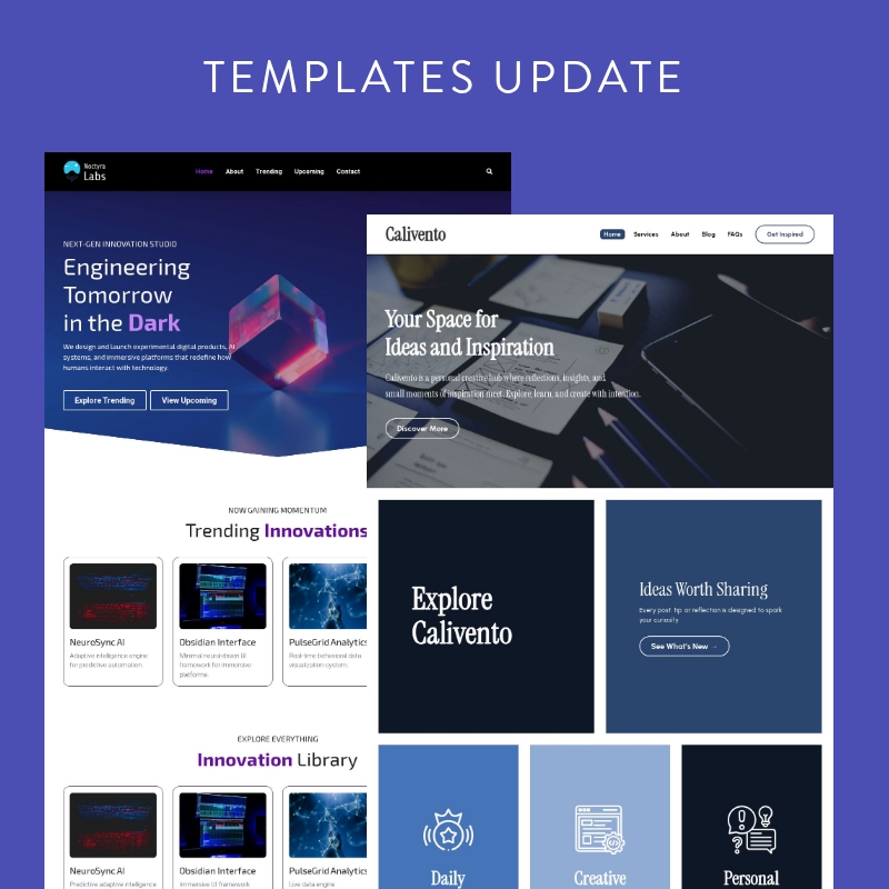 Update Layout Template Templates Update - Updates - Strikingly