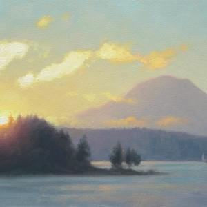 "First Light Over the Sound" - 8x16, Oil