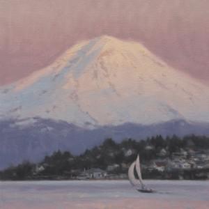 "Rainier by Winter Light" - 12x10, Oil, $1000