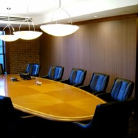 We applied the strie' finish on the walls in this office, using Farrow & Ball paints.