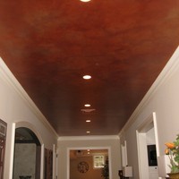 Copper Ceiling - seven layers and 5 colors of metallic paints and glaze to achieve a copper look.