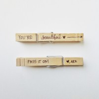 Compliment-laden clothespins