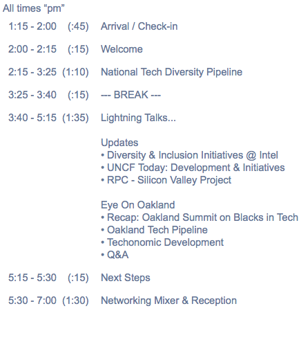 Silicon Valley Black Tech ERG Summit: Agenda