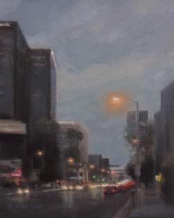 "Dusk on Ventura Blvd"  10x8, Oil, $800