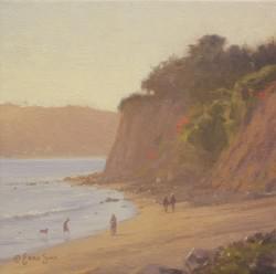 "Afternoon Light on Butterfly Beach"  8x8, Oil