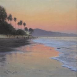 "Dusk on Butterfly Beach"  8x8, Oil