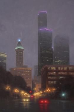 "Emerald City Lights"  36x24, Oil, $3800